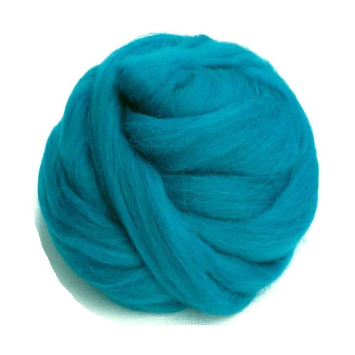 Lana cardada en cinta - azul turquesa.