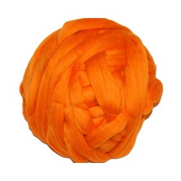 Lana cardada en cinta - naranja brillante.