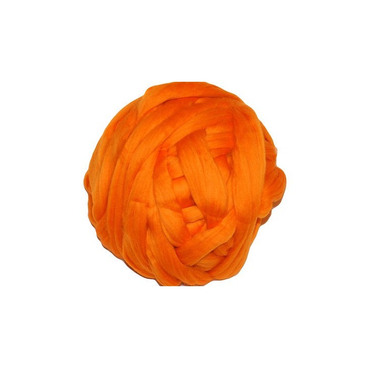 Lana cardada en cinta - naranja brillante.