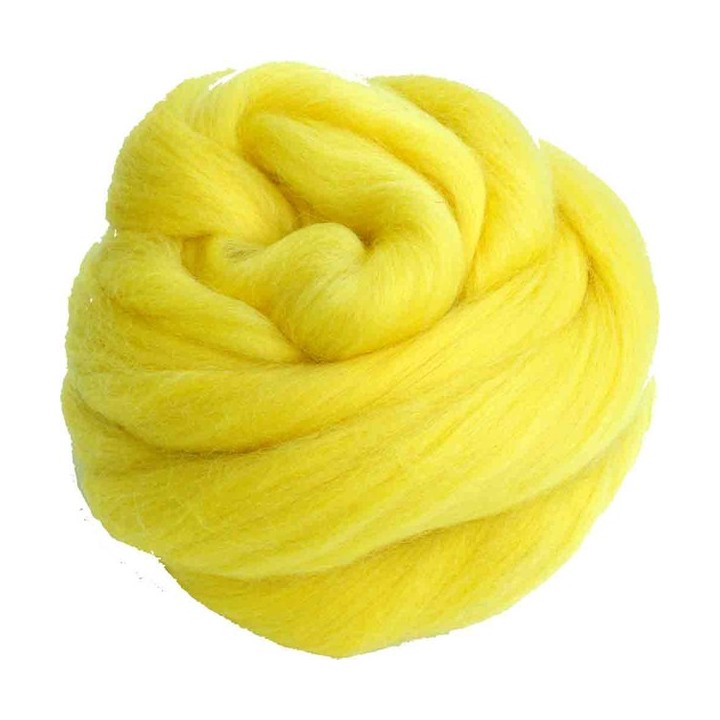 Lana cardada en cinta amarillo brillante