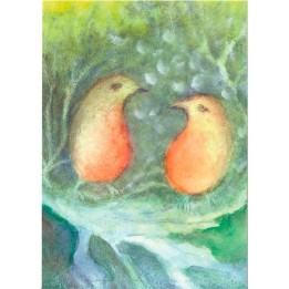 Postal Pájaros hablando