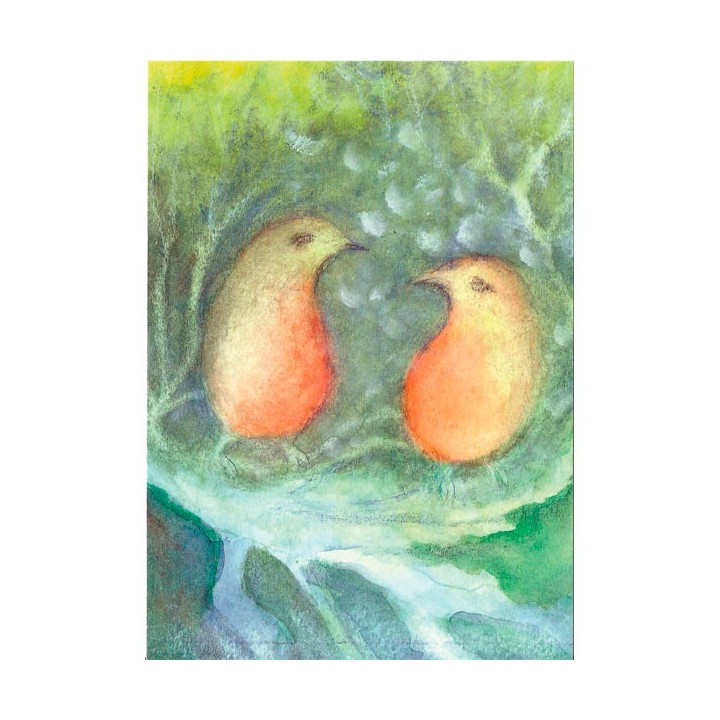 Postal Pájaros hablando