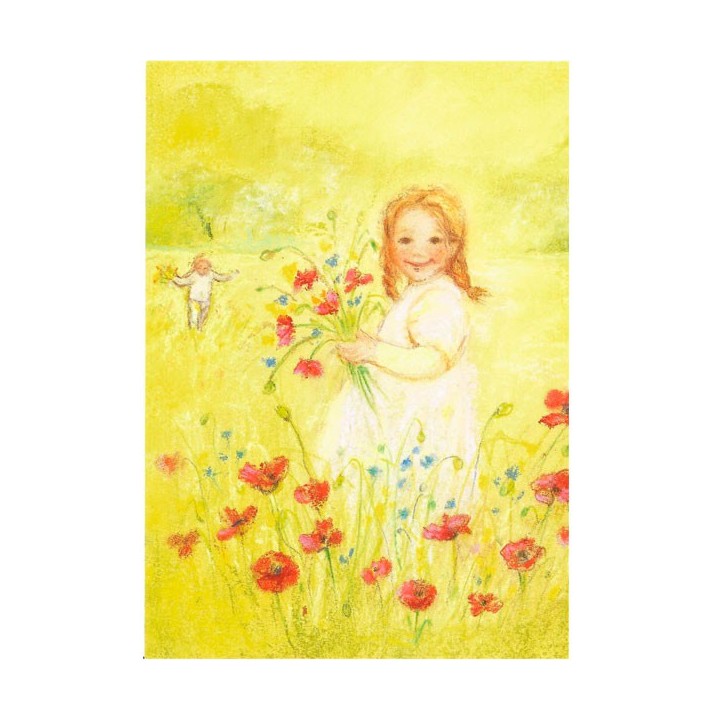 Postal Cogiendo flores