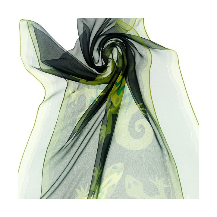 Chal de seda chiffon verde limon