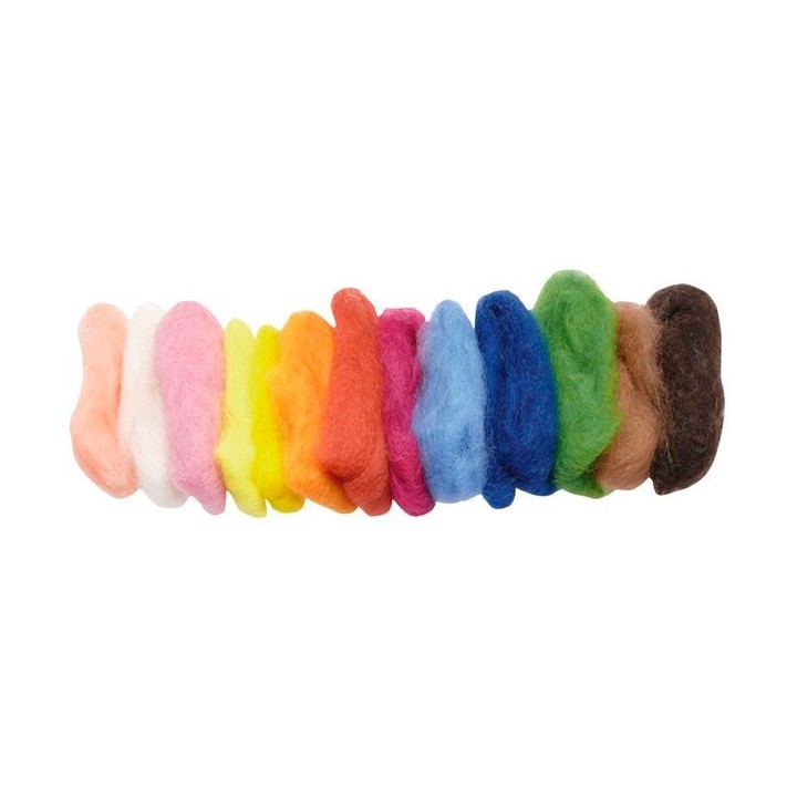 Lana cardada tinte vegetal surtido - 15 colores.