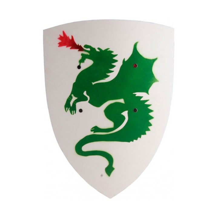 Escudo blanco con dragón.