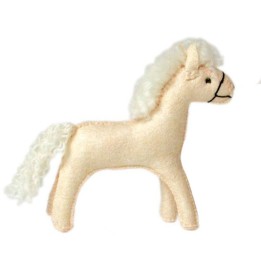 Caballo de fieltro blanco grande
