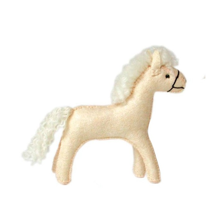 Caballo de fieltro blanco grande