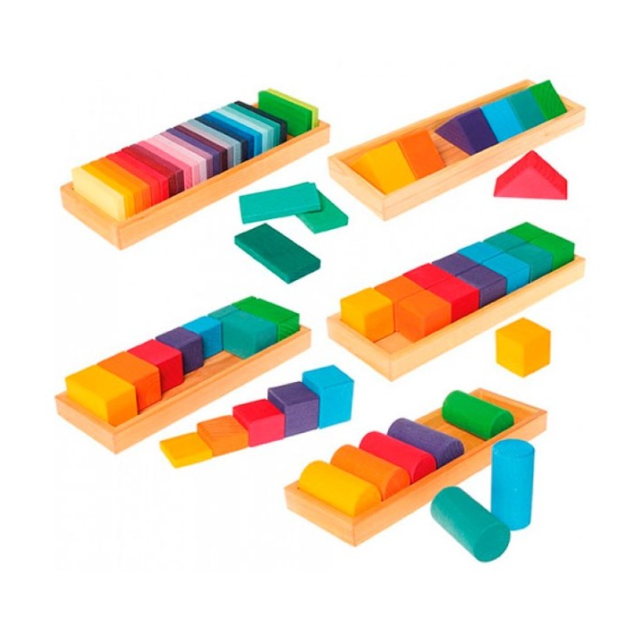 Set de construcción de madera formas geometricas