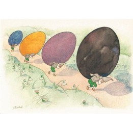 Postal Enanitos con Heuvo de Pascua