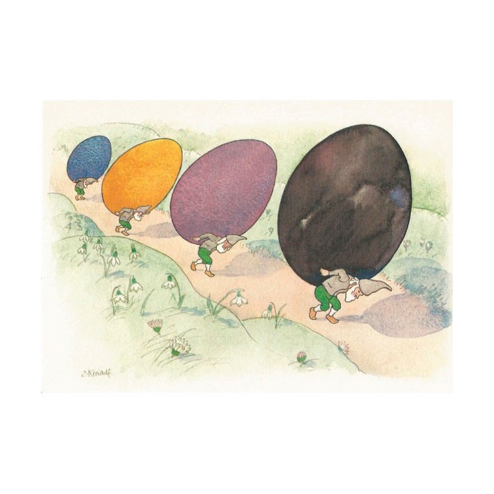 Postal Enanitos con Heuvo de Pascua