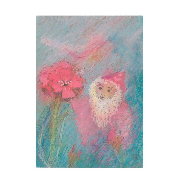 Postal Enanito con clavel