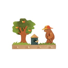 Perchero de madera Osito con manzano