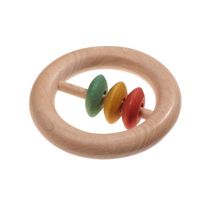 Sonajero de madera natural con tintes vegetales