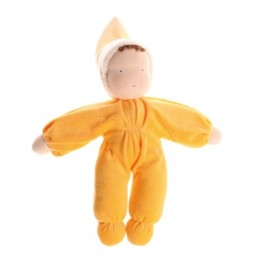Muñeca Waldorf de terciopelo - amarilla