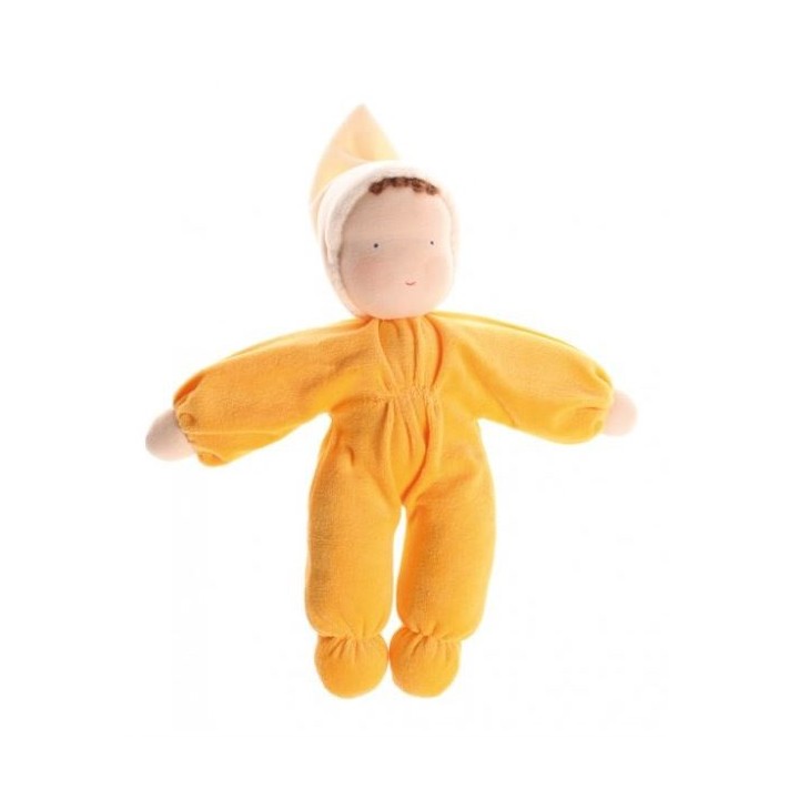 Muñeca Waldorf de terciopelo - amarilla