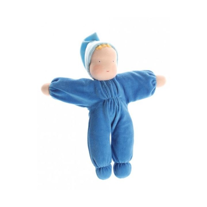 Muñeca Waldorf de terciopelo - azul