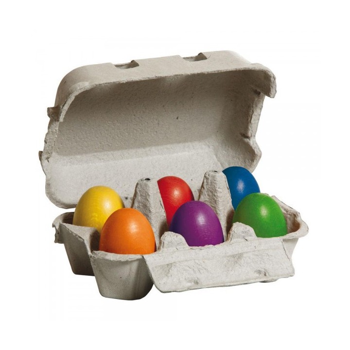 Huevos de colores de madera