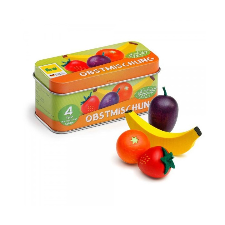 Caja con frutas de madera