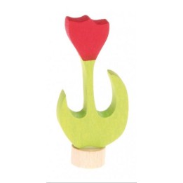 Figurita de madera tulipán rojo