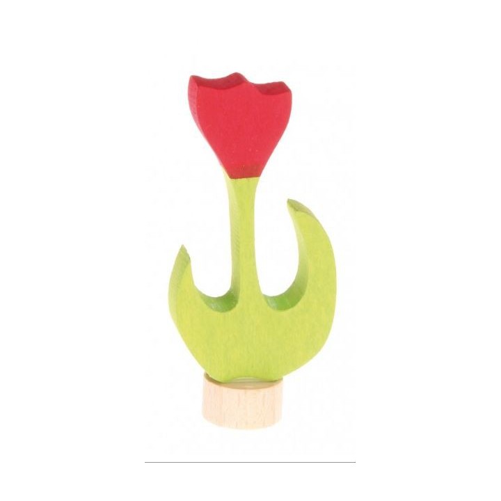 Figurita de madera tulipán rojo