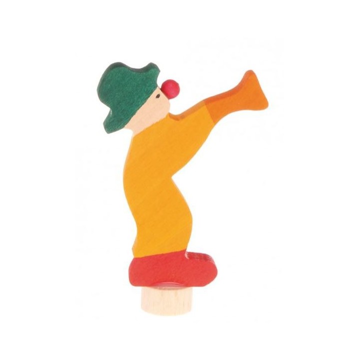 Figurita de madera payaso amarillo
