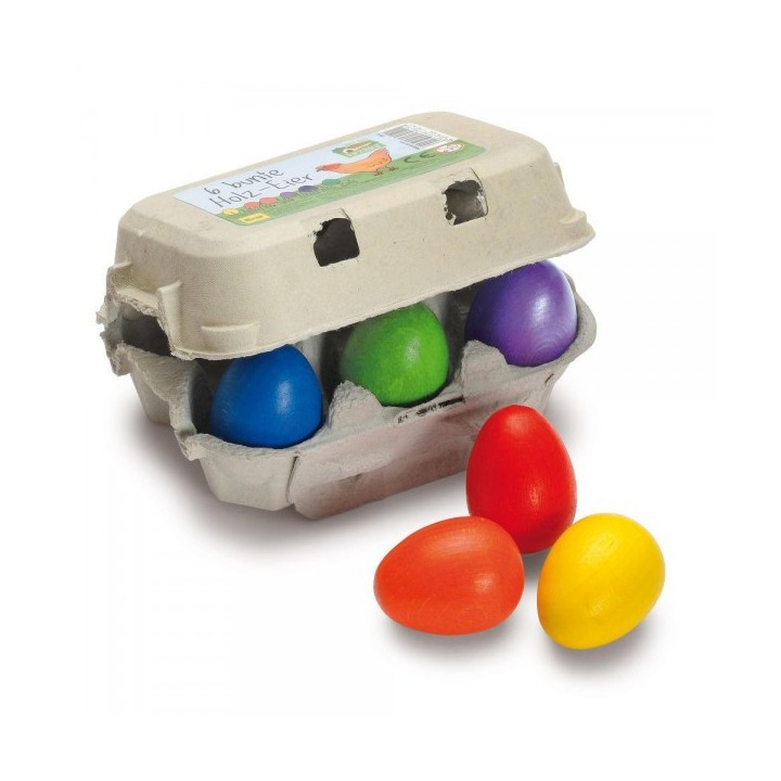 Huevos de colores de madera