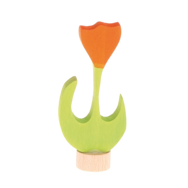 Figura de madera tulipán naranja