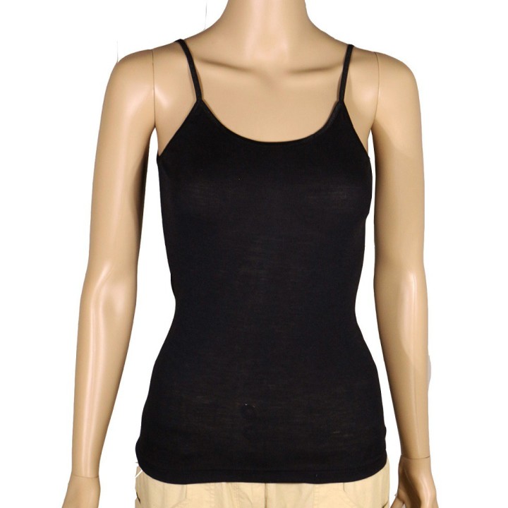 Camiseta interior con tirantes finos de lana y seda