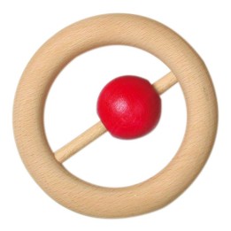 Sonajero de madera bolita roja