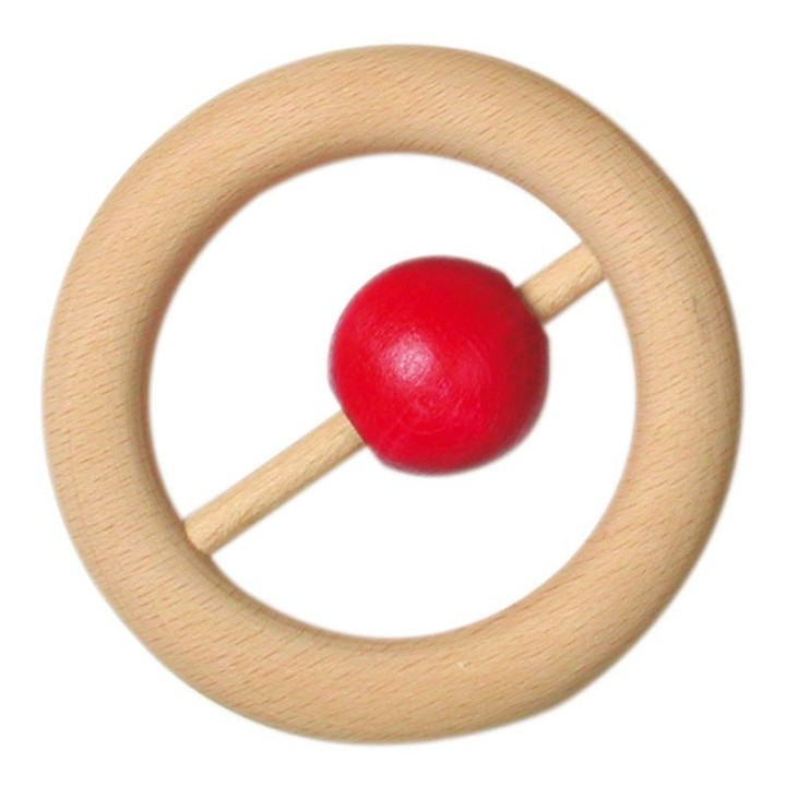 Sonajero de madera bolita roja