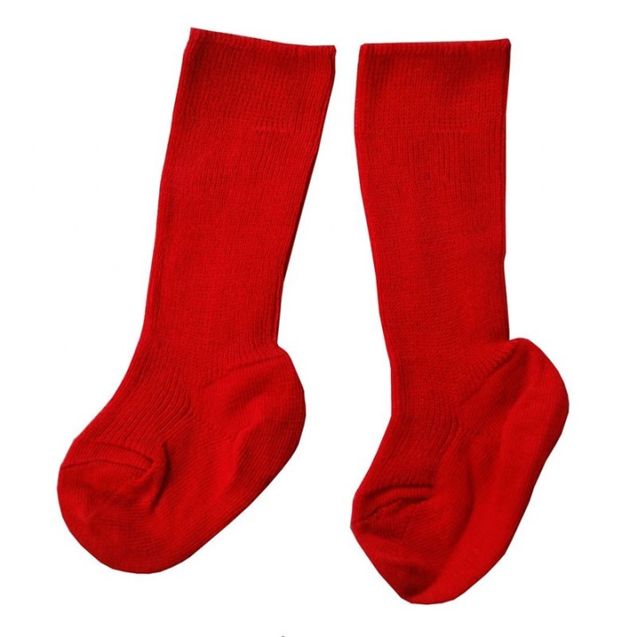 Calcetines altos de lana y algodón orgánico - rojo