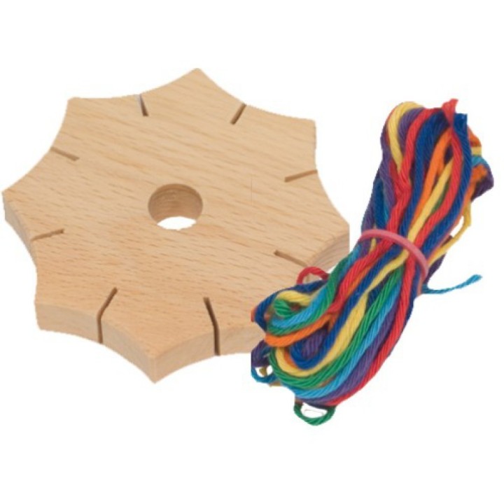 Estrella para tejer de madera.