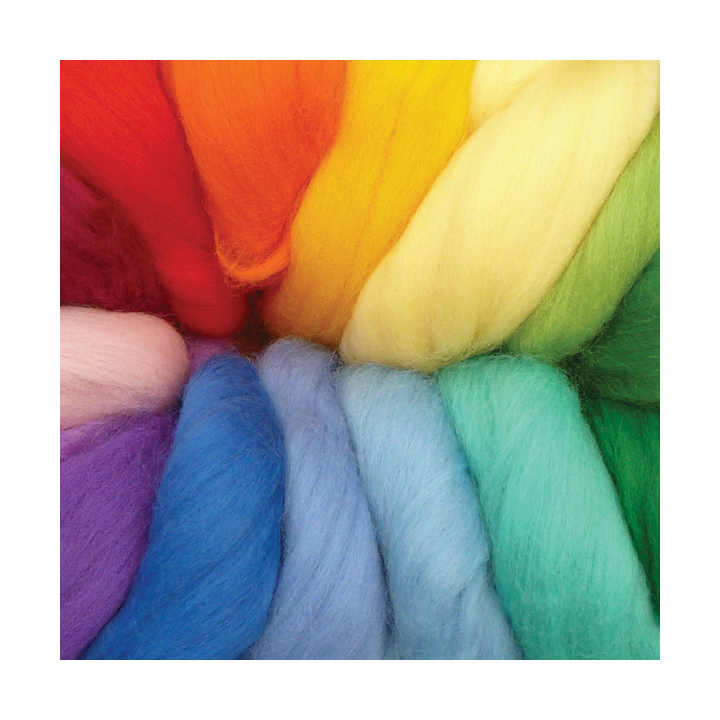 Pack lana cardada peinada en colores arco iris