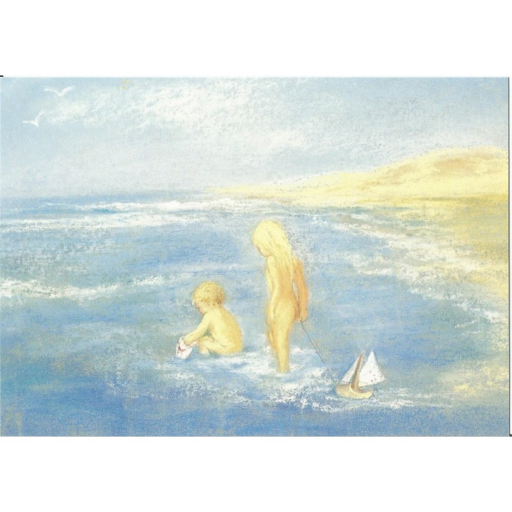 Postal - Jugando en el mar