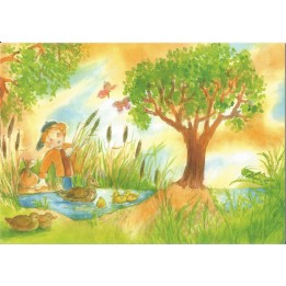 Postal - Niño en el lago