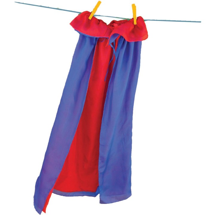 Capa de seda reversible - rojo - azul.