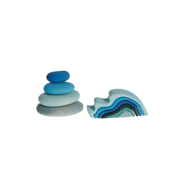 Piedras de madera tonos azules