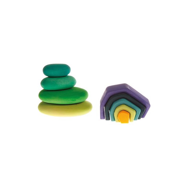 Piedras de madera tonos verdes