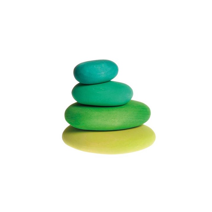 Piedras de madera tonos verdes