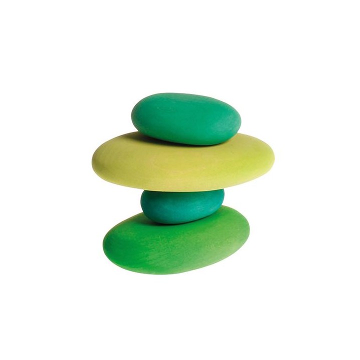 Piedras de madera tonos verdes