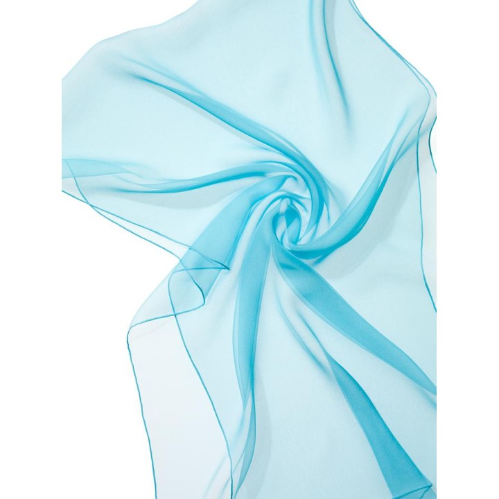Chal en seda chiffon - azul turquesa claro
