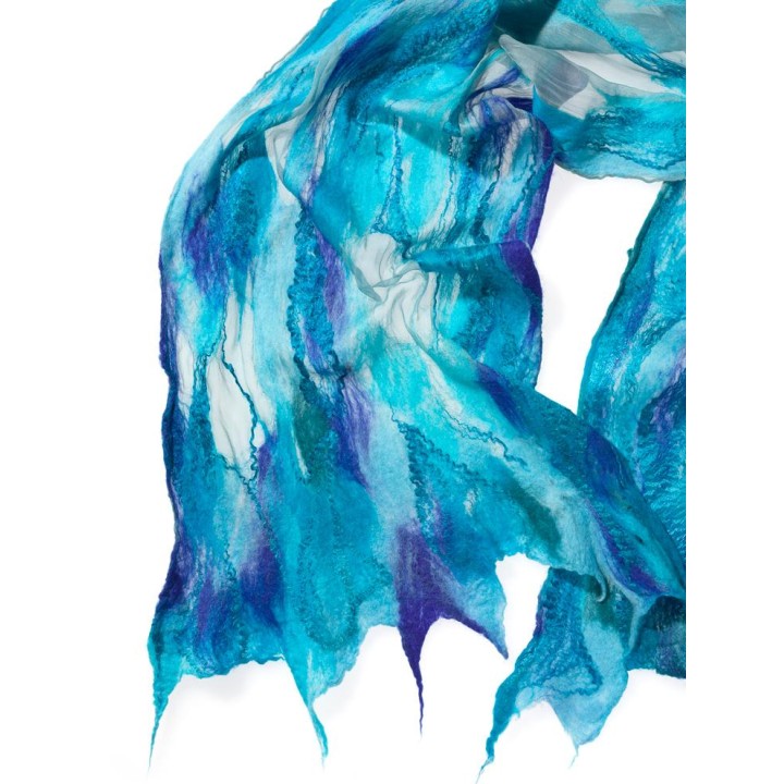 Chal en seda chiffon - azul turquesa claro