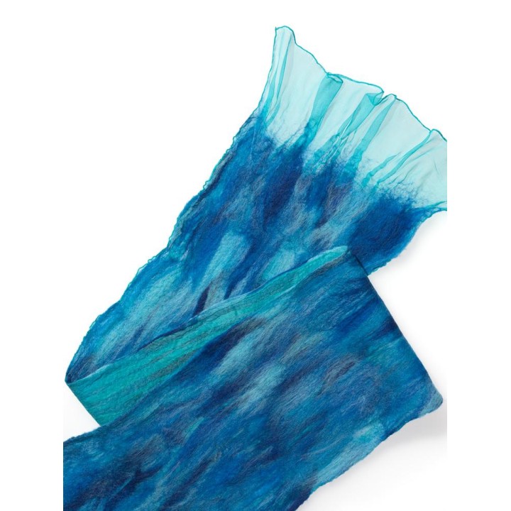 Chal en seda chiffon - azul turquesa claro
