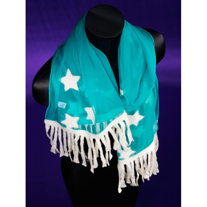 Chal de seda chiffon - azul laguna
