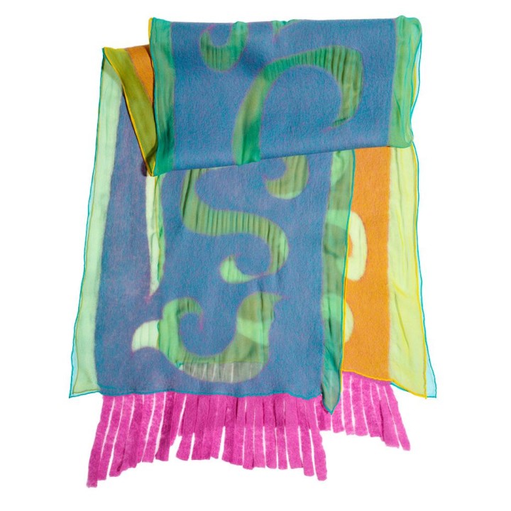 Chal de seda chiffon - azul laguna