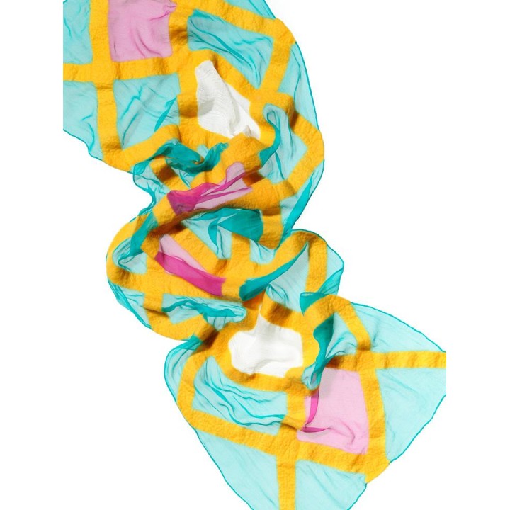 Chal de seda chiffon - azul laguna
