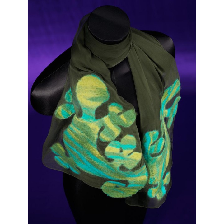 Chal de seda chiffon - verde abeto
