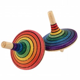 Peonza de madera arco iris