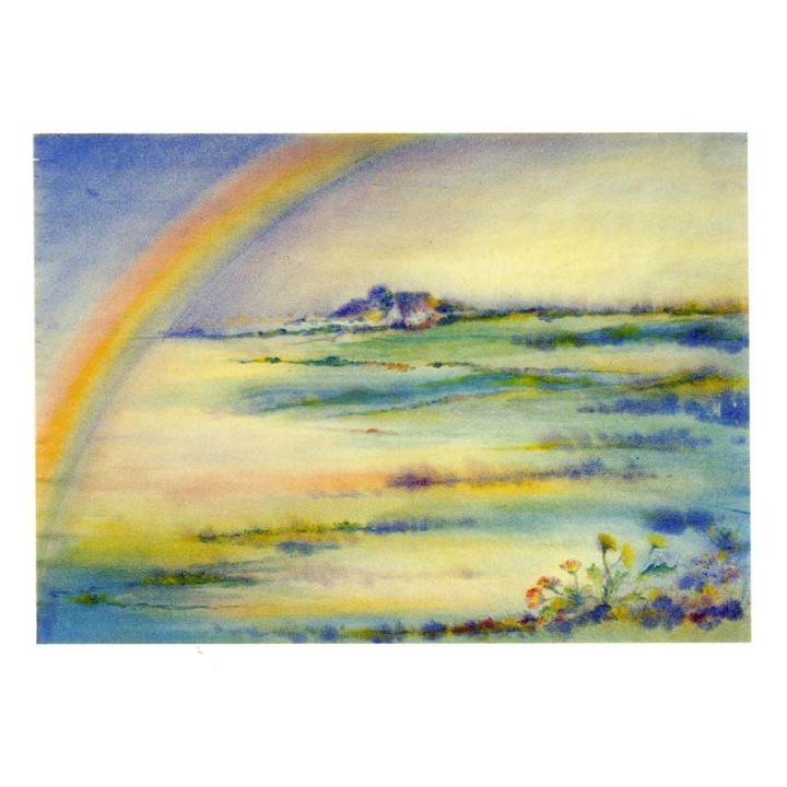 Postal Arco Iris y margaritas